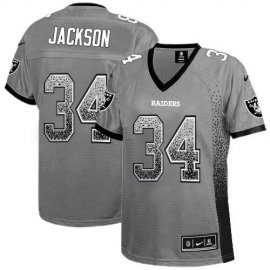 Nike Las Vegas Raiders #34 Bo Jackson Grey Womens Stitched NFL Elite Drift Fashion Jersey