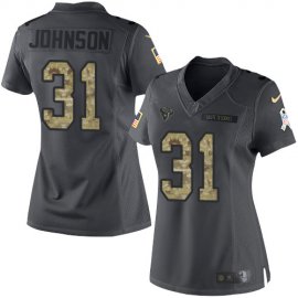 Nike Houston Texans #31 David Johnson Black Womens Stitched NFL Limited 2016 Salute to Service Jersey