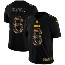 Cleveland Browns #6 Baker Mayfield Mens Black Nike Flocked Lightning Vapor Limited NFL Jersey
