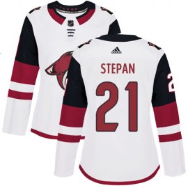 Adidas Arizona Coyotes #21 Derek Stepan White Road Authentic Womens Stitched NHL Jersey