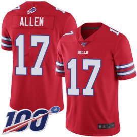 Nike Buffalo Bills #17 Josh Allen Red Mens Stitched NFL Limited Rush 100th Season Jersey