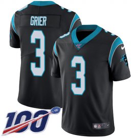Nike Carolina Panthers #3 Will Grier Black Team Color Youth Stitched NFL 100th Season Vapor Untouchable Limited Jersey