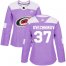 Adidas Carolina Hurricanes #37 Andrei Svechnikov Purple Authentic Fights Cancer Womens Stitched NHL Jersey