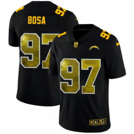 Los Angeles Chargers #97 Joey Bosa Mens Black Nike Golden Sequin Vapor Limited NFL Jersey