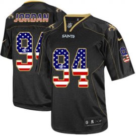 Nike New Orleans Saints #94 Cameron Jordan Black Mens Stitched NFL Elite USA Flag Fashion Jersey