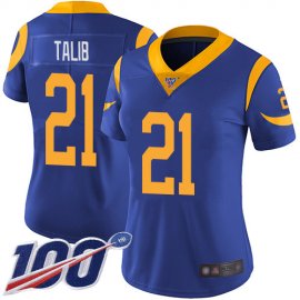 Nike Los Angeles Rams #21 Aqib Talib Royal Blue Alternate Womens Stitched NFL 100th Season Vapor Limited Jersey