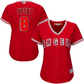 Los Angeles Angels #8 Justin Upton Red Alternate Womens Stitched MLB Jersey
