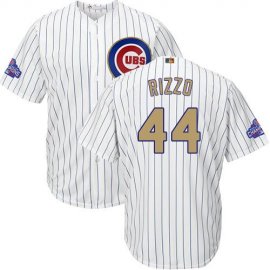 Chicago Cubs #44 Anthony Rizzo White(Blue Strip) 2017 Gold Program Cool Base Stitched Youth MLB Jersey