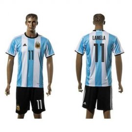 Argentina #11 Lamela Home Soccer Country Jersey