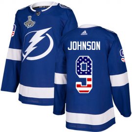 Adidas Tampa Bay Lightning #9 Tyler Johnson Blue Home Authentic USA Flag 2020 Stanley Cup Champions Stitched NHL Jersey