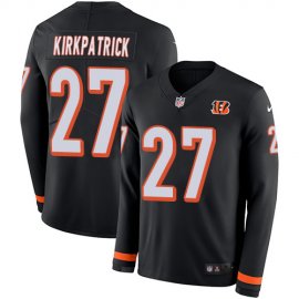 Nike Cincinnati Bengals #27 Dre Kirkpatrick Black Team Color Mens Stitched NFL Limited Therma Long Sleeve Jersey