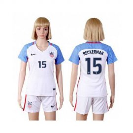 Womens USA #15 Beckerman Home Soccer Country Jersey