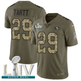 Nike San Francisco 49ers #29 Jaquiski Tartt Olive/Camo Super Bowl LIV 2020 Mens Stitched NFL Limited 2017 Salute To Service Jersey