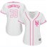 New York Mets #30 Michael Conforto White/Pink Fashion Womens Stitched MLB Jersey