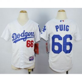 Los Angeles Dodgers #66 Yasiel Puig White Cool Base Stitched Youth MLB Jersey