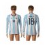 Argentina #18 Lamela Home Long Sleeves Soccer Country Jersey