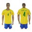 Brazil #4 David Luiz Home Soccer Country Jersey