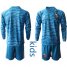 Mexico Blank Blue Goalkeeper Long Sleeves Kid Soccer Country Jersey