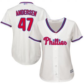 Philadelphia Phillies #47 Larry Andersen Cream Alternate Womens Stitched MLB Jersey