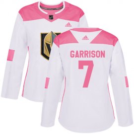 Adidas Vegas Golden Knights #7 Jason Garrison White/Pink Authentic Fashion Womens Stitched NHL Jersey