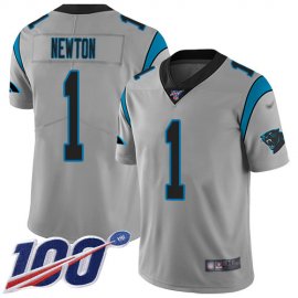 Nike Carolina Panthers #1 Cam Newton Silver Mens Stitched NFL Limited Inverted Legend 100th Season Jersey