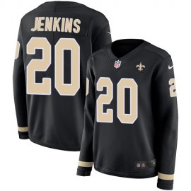 Nike New Orleans Saints #20 Janoris Jenkins Black Team Color Womens Stitched NFL Limited Therma Long Sleeve Jersey