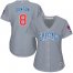 Chicago Cubs #8 Andre Dawson Grey Road Womens Stitched MLB Jersey