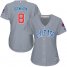 Chicago Cubs #8 Andre Dawson Grey Road Womens Stitched MLB Jersey