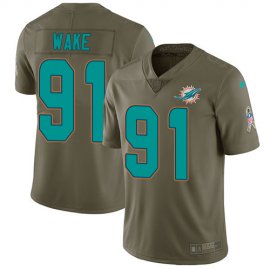 Nike Miami Dolphins #91 Cameron Wake Olive Mens Stitched NFL Limited 2017 Salute to Service Jersey