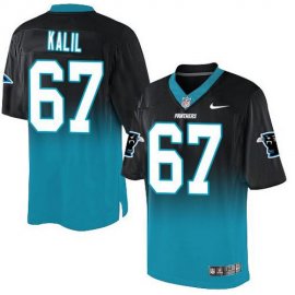 Nike Carolina Panthers #67 Ryan Kalil Black/Blue Mens Stitched NFL Elite Fadeaway Fashion Jersey