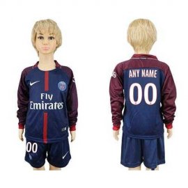 Paris Saint-Germain Personalized Home Long Sleeves Kid Soccer Club Jersey