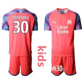 Marseille #30 Mandanda Pink Goalkeeper Kid Soccer Club Jersey