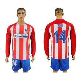 Atletico Madrid #14 Gabi Home Long Sleeves Soccer Club Jersey