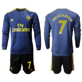 Arsenal #7 Mkhitaryan Blue Long Sleeves Soccer Club Jersey