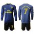 Arsenal #7 Mkhitaryan Blue Long Sleeves Soccer Club Jersey