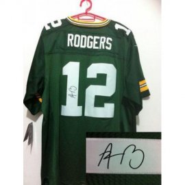 Nike Green Bay Packers #12 Aaron Rodgers Green Team Color Mens Stitched NFL Elite Autographed Jersey