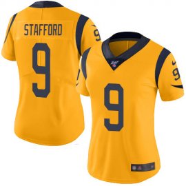 Los Angeles Rams #9 Matthew Stafford Gold Womens Stitched NFL Limited Rush Jersey