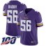 Nike Minnesota Vikings #56 Garrett Bradbury Purple Team Color Mens Stitched NFL 100th Season Vapor Limited Jersey