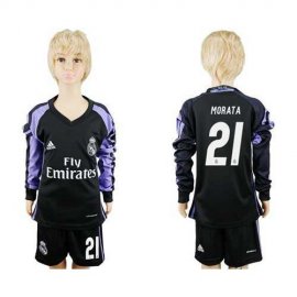 Real Madrid #21 Morata Sec Away Long Sleeves Kid Soccer Club Jersey