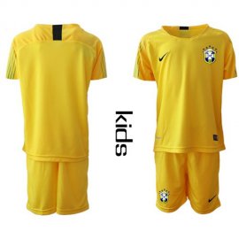 Brazil Blank Yellow Goalkeeper Kid Soccer Country Jersey