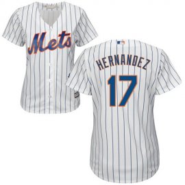 New York Mets #17 Keith Hernandez White(Blue Strip) Home Womens Stitched MLB Jersey