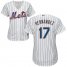 New York Mets #17 Keith Hernandez White(Blue Strip) Home Womens Stitched MLB Jersey