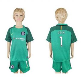 Chelsea #1 Cech Green Kid Soccer Club Jersey