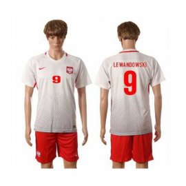 Poland #9 Lewandowski White Home Soccer Country Jersey