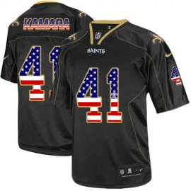 Nike New Orleans Saints #41 Alvin Kamara Black Mens Stitched NFL Elite USA Flag Fashion Jersey