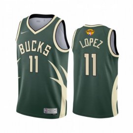 Milwaukee Milwaukee Bucks #11 Brook Lopez Mens 2021 NBA Finals Bound Swingman Earned Edition Jersey Green Mens