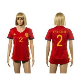 Womens Spain #2 Azpilicueta Red Home Soccer Country Jersey