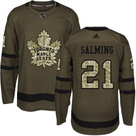 Adidas Toronto Maple Leafs #21 Borje Salming Green Salute to Service Stitched NHL Jersey