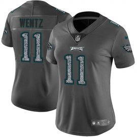 Nike Philadelphia Eagles #11 Carson Wentz Gray Static Womens Stitched NFL Vapor Untouchable Limited Jersey