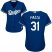 Los Angeles Dodgers #31 Mike Piazza Blue Alternate Womens Stitched MLB Jersey